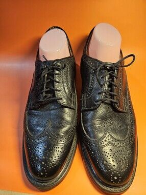 VINTAGE DEXTER BLACK LEATHER BROGUE WINGTIP Size 10 Bin 3